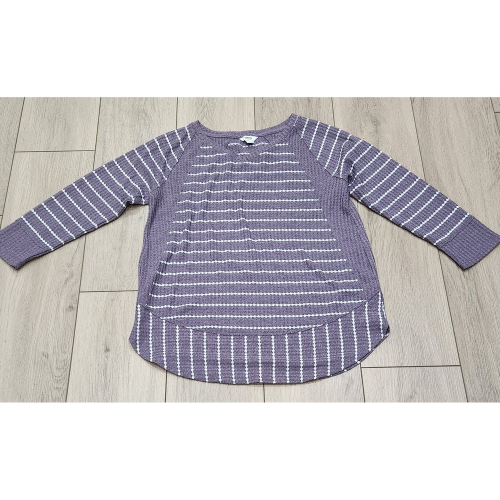 Sonoma Women's Striped Waffle Knit 3/4 Sleeve Casual Tunic Shirt Top Size S